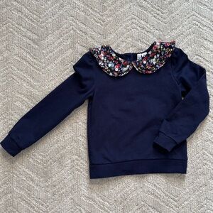 Janie and Jack Navy Shirt w Floral Collar - 6